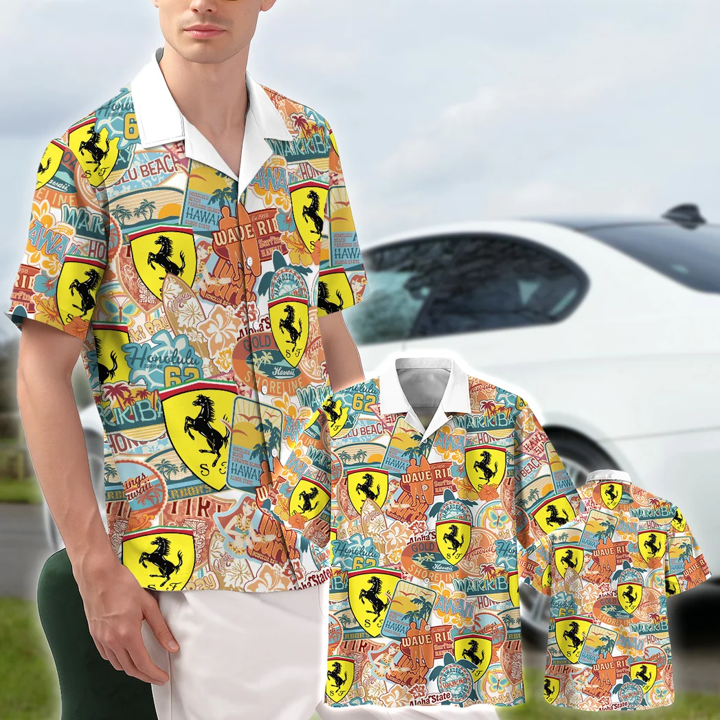 Ferrari Hawaiian Shirt Exclusive Logo, Engine Lover Button Shirt HVN1539FE