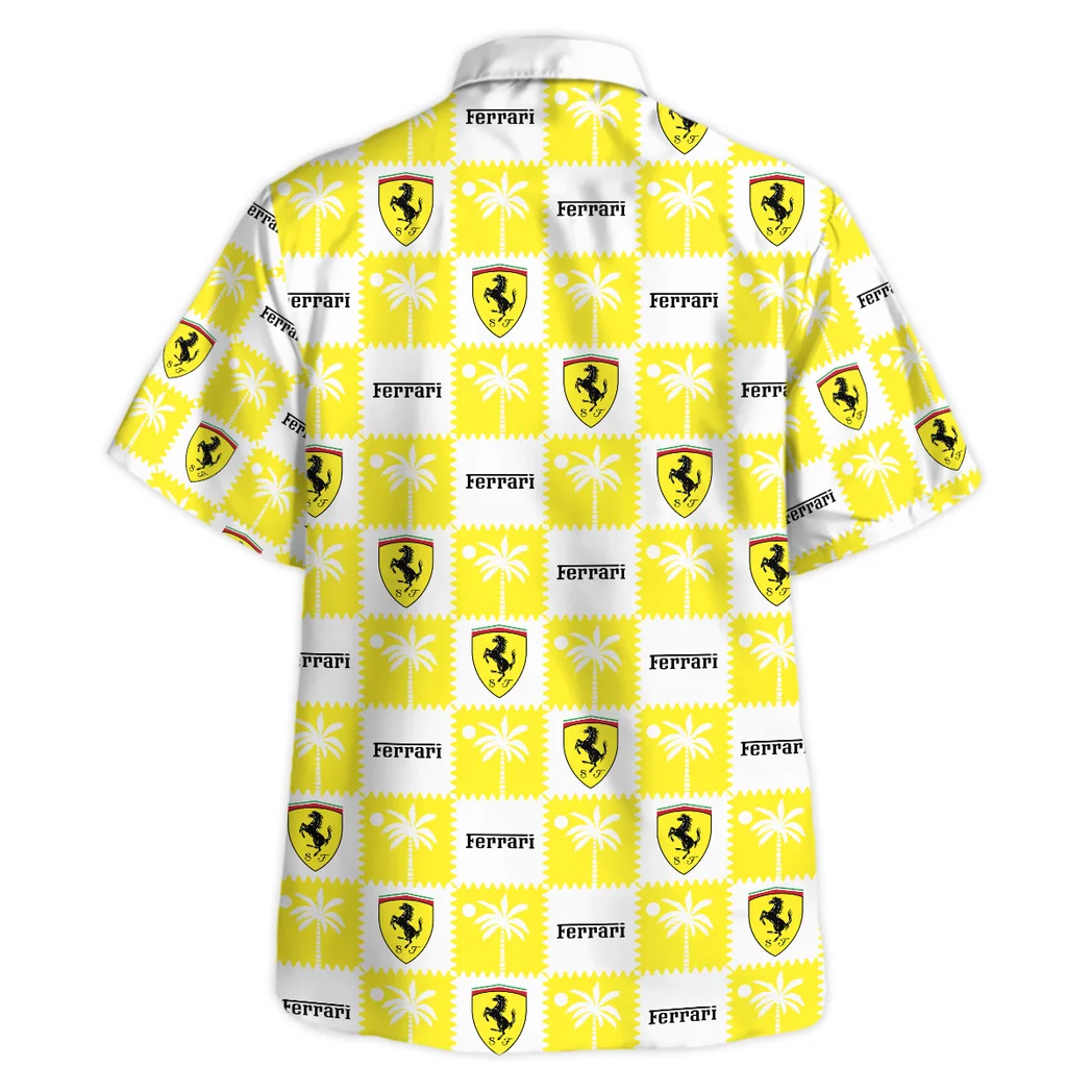 Ferrari Hawaiian Shirt Logo Exclusive, Highway Cruise Button Shirt HVN1540FE