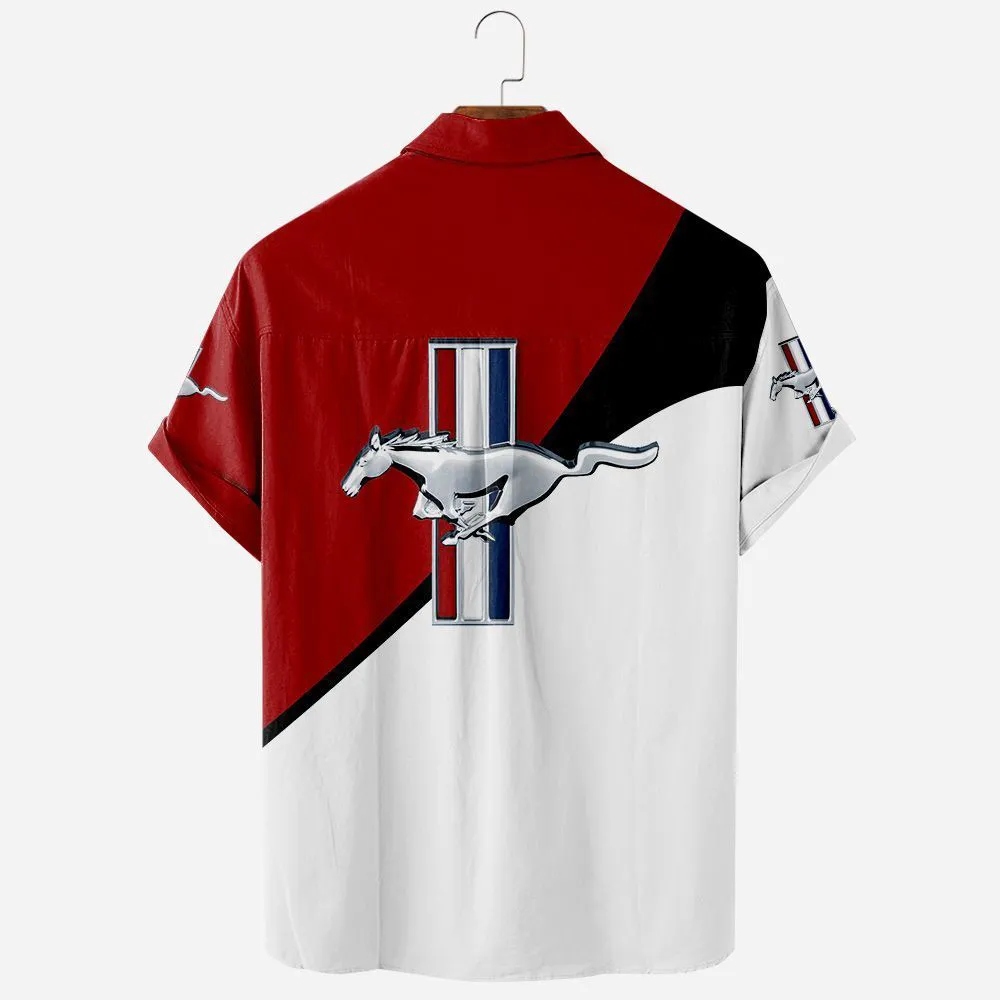 Ford Mustang Hawaiian Shirt Exclusive Logo, Highway Cruise Button Shirt CAR581022526336