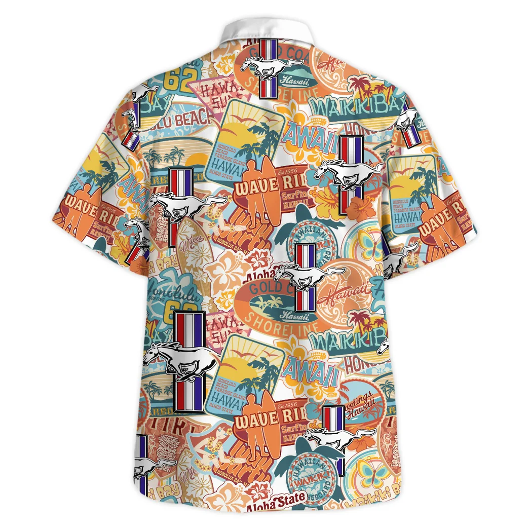 Ford Mustang Hawaiian Shirt Exclusive Logo, Performance Gear Button Shirt HVN1539FM