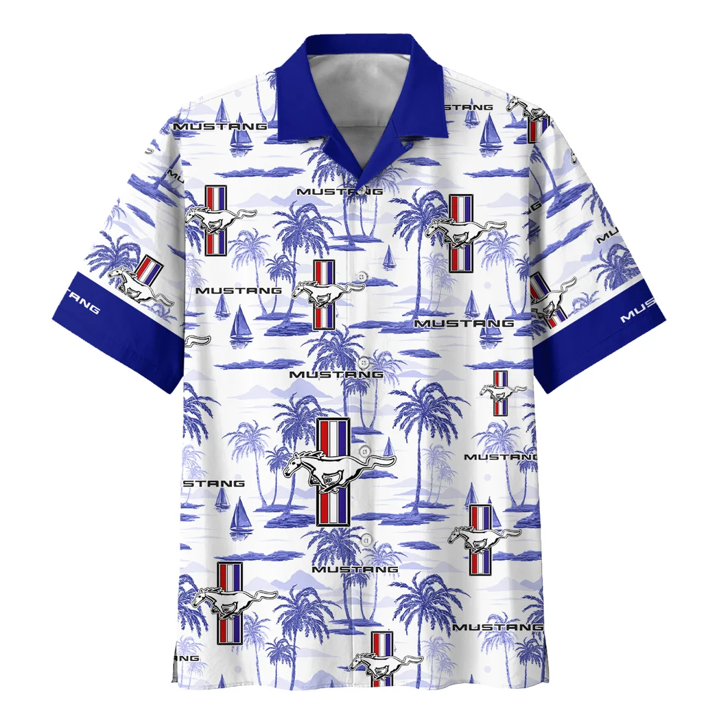 Ford Mustang Hawaiian Shirt Exclusive Logo, Retro Driver Button Shirt HVN1534FM