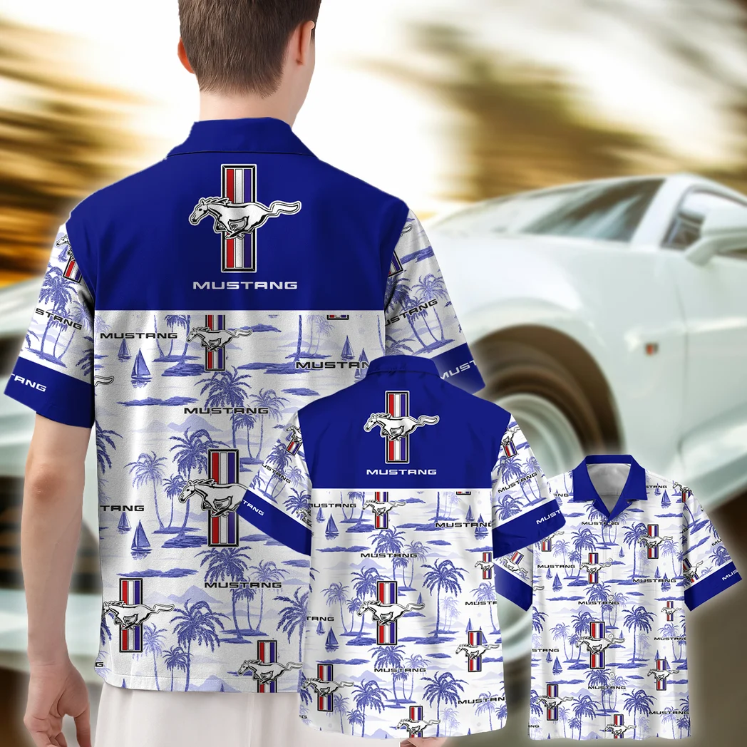 Ford Mustang Hawaiian Shirt Exclusive Logo, Retro Driver Button Shirt HVN1534FM