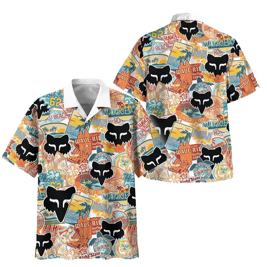 Fox Racing Hawaiian Shirt Exclusive Logo, Highway Cruise Button Shirt HVN1539FR