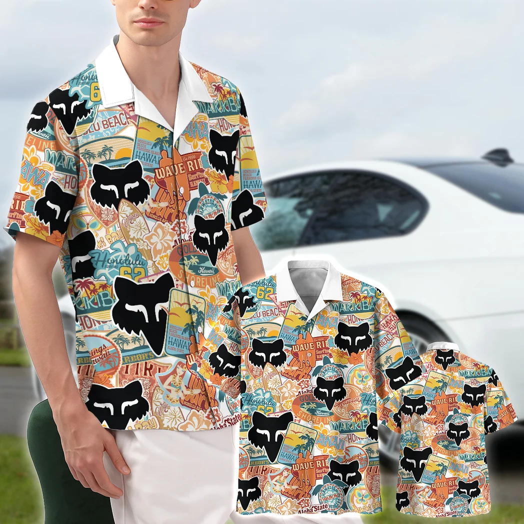 Fox Racing Hawaiian Shirt Exclusive Logo, Highway Cruise Button Shirt HVN1539FR