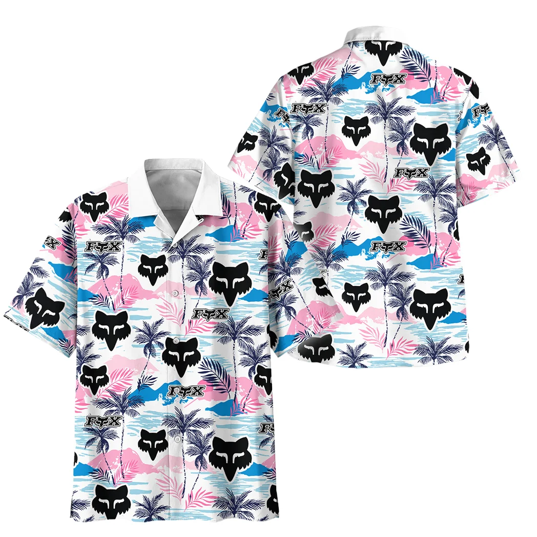 Fox Racing Hawaiian Shirt Logo Print, Bold Driver Button Shirt HVN1538FR