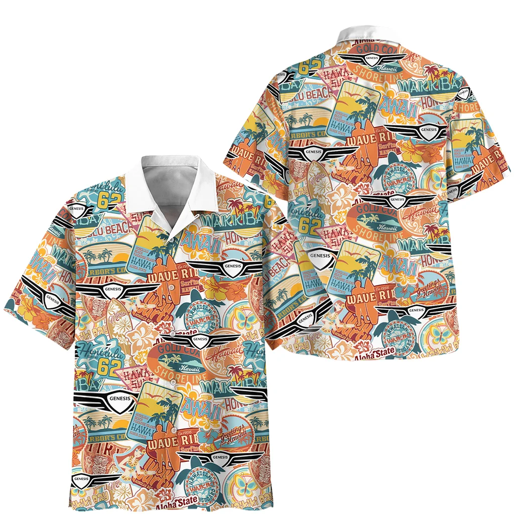 Genesis Hawaiian Shirt Exclusive Logo, Retro Driver Button Shirt HVN1539GE