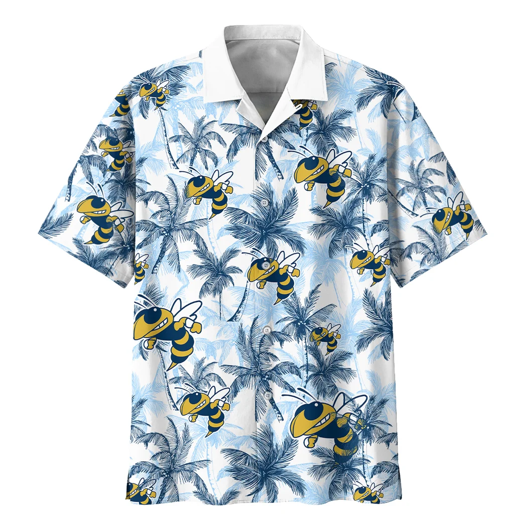 Georgia Tech Yellow Jackets Hawaiian Shirt Logo Print, Everyday Spirit Button Shirt HVN1468GT