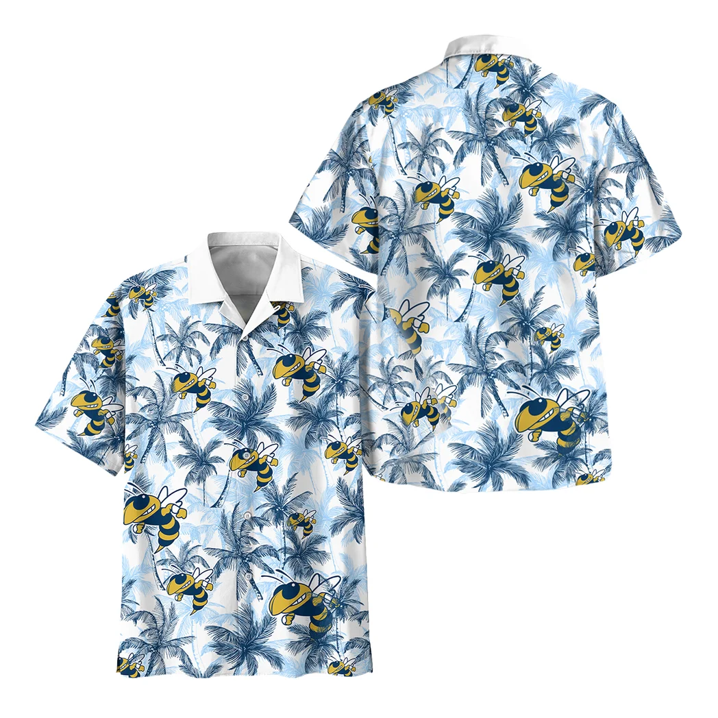 Georgia Tech Yellow Jackets Hawaiian Shirt Logo Print, Everyday Spirit Button Shirt HVN1468GT
