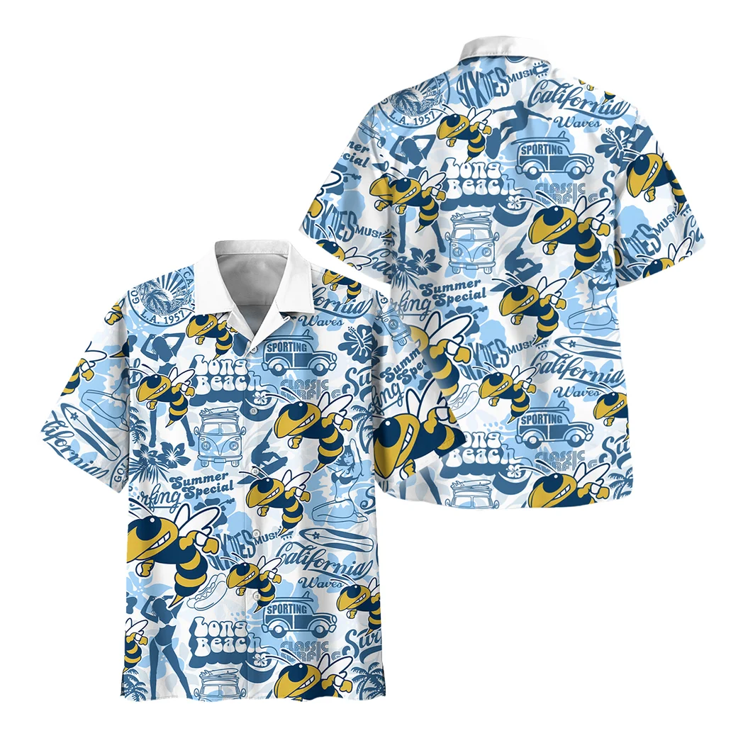 Georgia Tech Yellow Jackets Hawaiian Shirt Logo Print, Game Day Button Shirt HVN1467GT