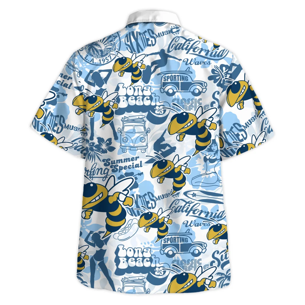 Georgia Tech Yellow Jackets Hawaiian Shirt Logo Print, Game Day Button Shirt HVN1467GT