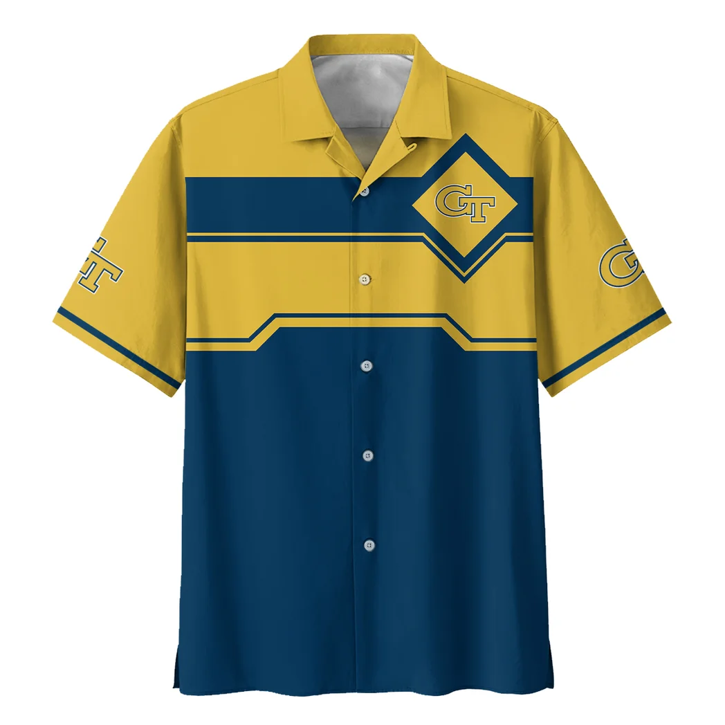 Georgia Tech Yellow Jackets Hawaiian Shirt Logo Print, Sport Pride Button Shirt HVN1469GT