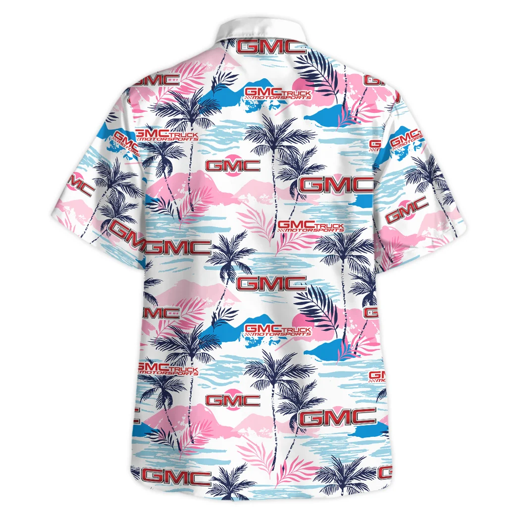 Gmc Hawaiian Shirt Logo Print, Chrome Wave Button Shirt HVN1538GM