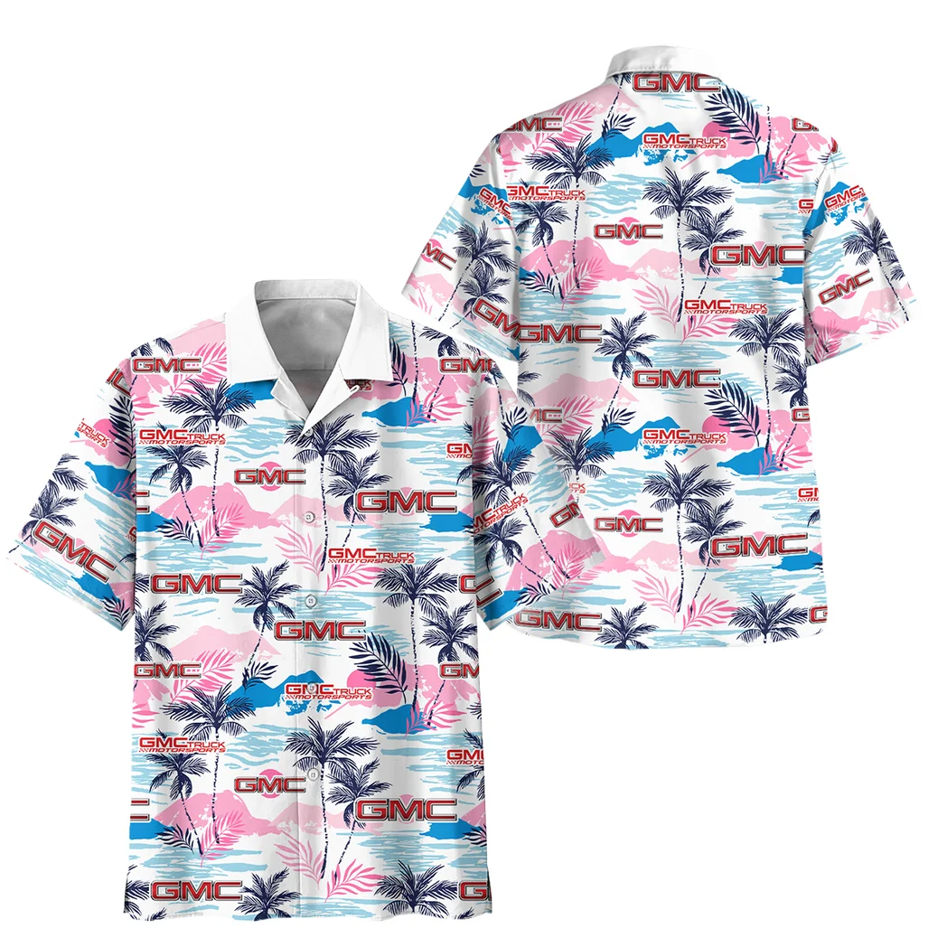 Gmc Hawaiian Shirt Logo Print, Chrome Wave Button Shirt HVN1538GM