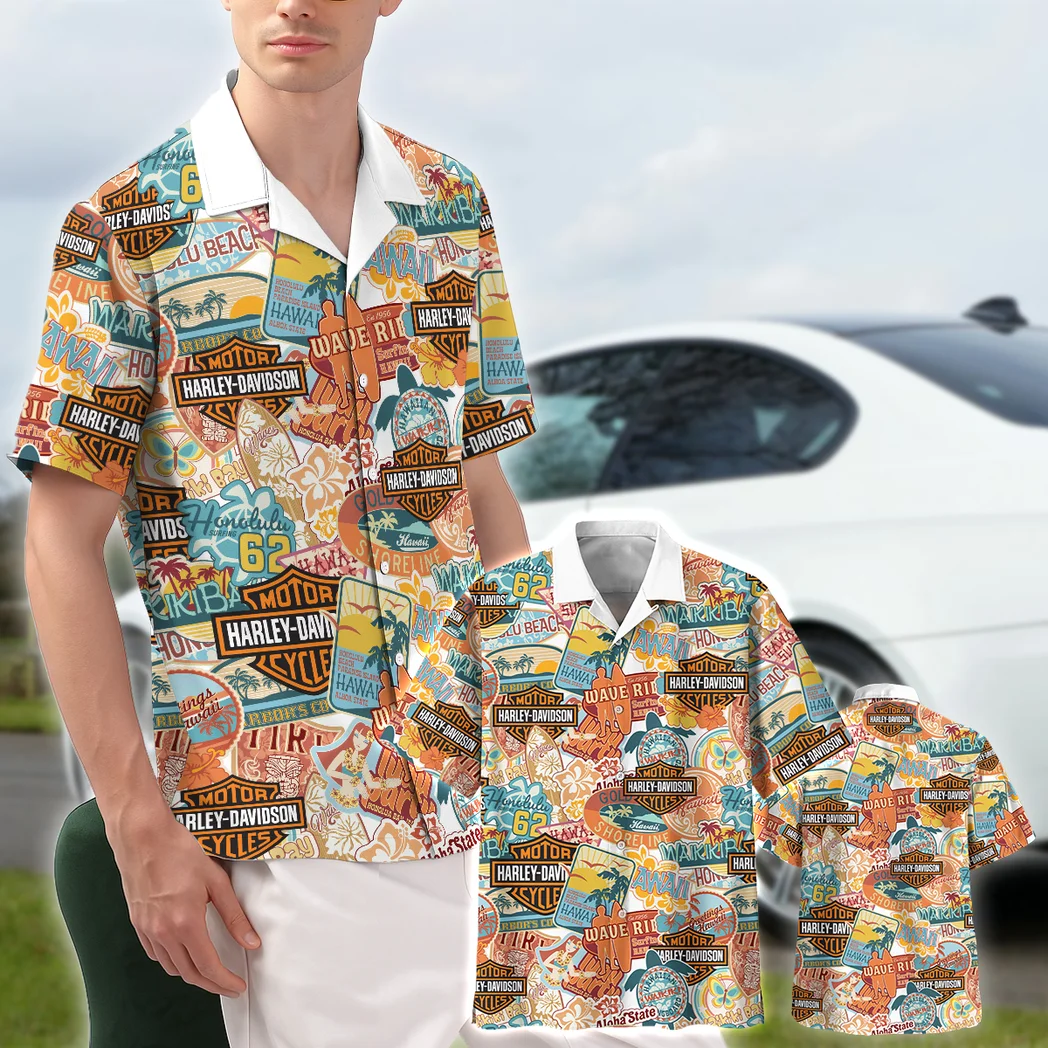 Harley Davidson Hawaiian Shirt Exclusive Logo, Motorsport Vibe Button Shirt HVN1539HD