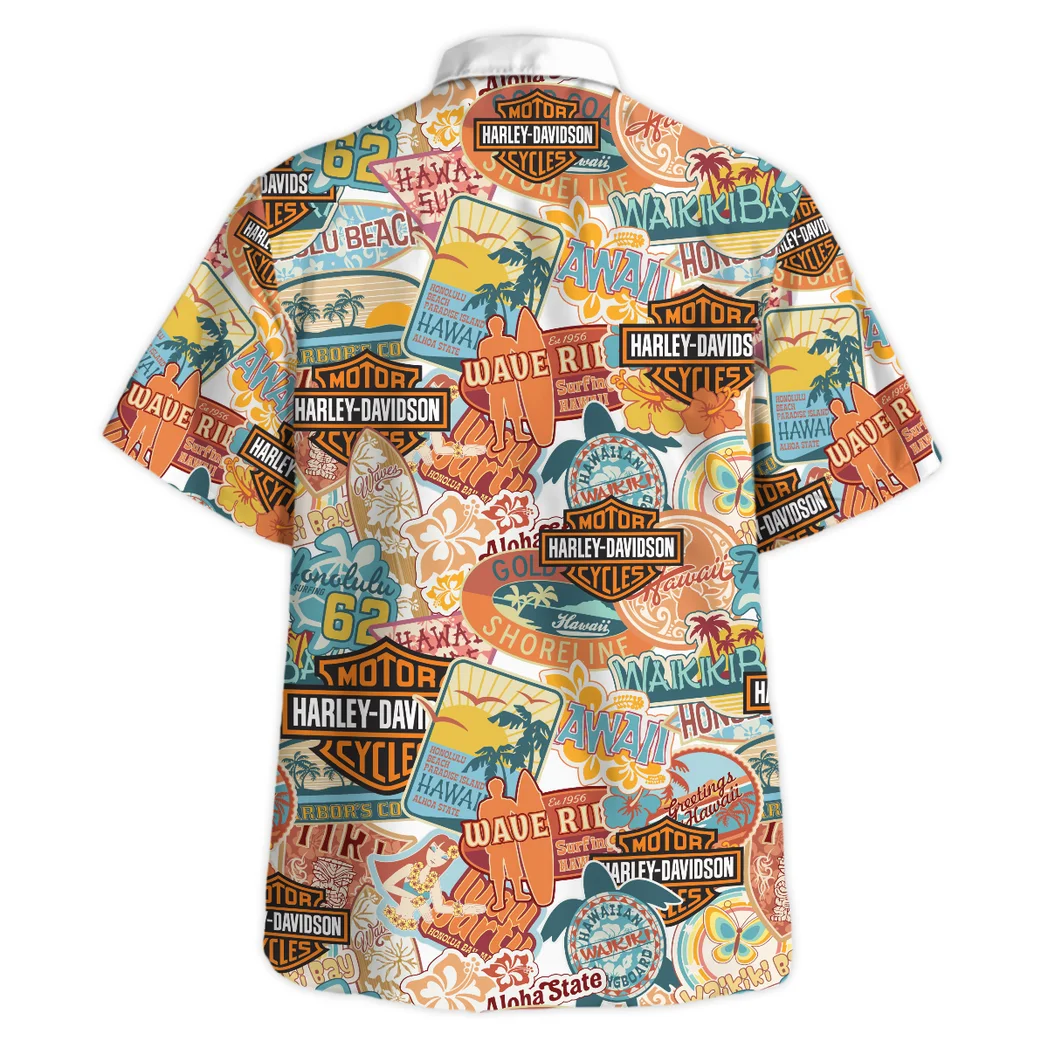 Harley Davidson Hawaiian Shirt Exclusive Logo, Motorsport Vibe Button Shirt HVN1539HD