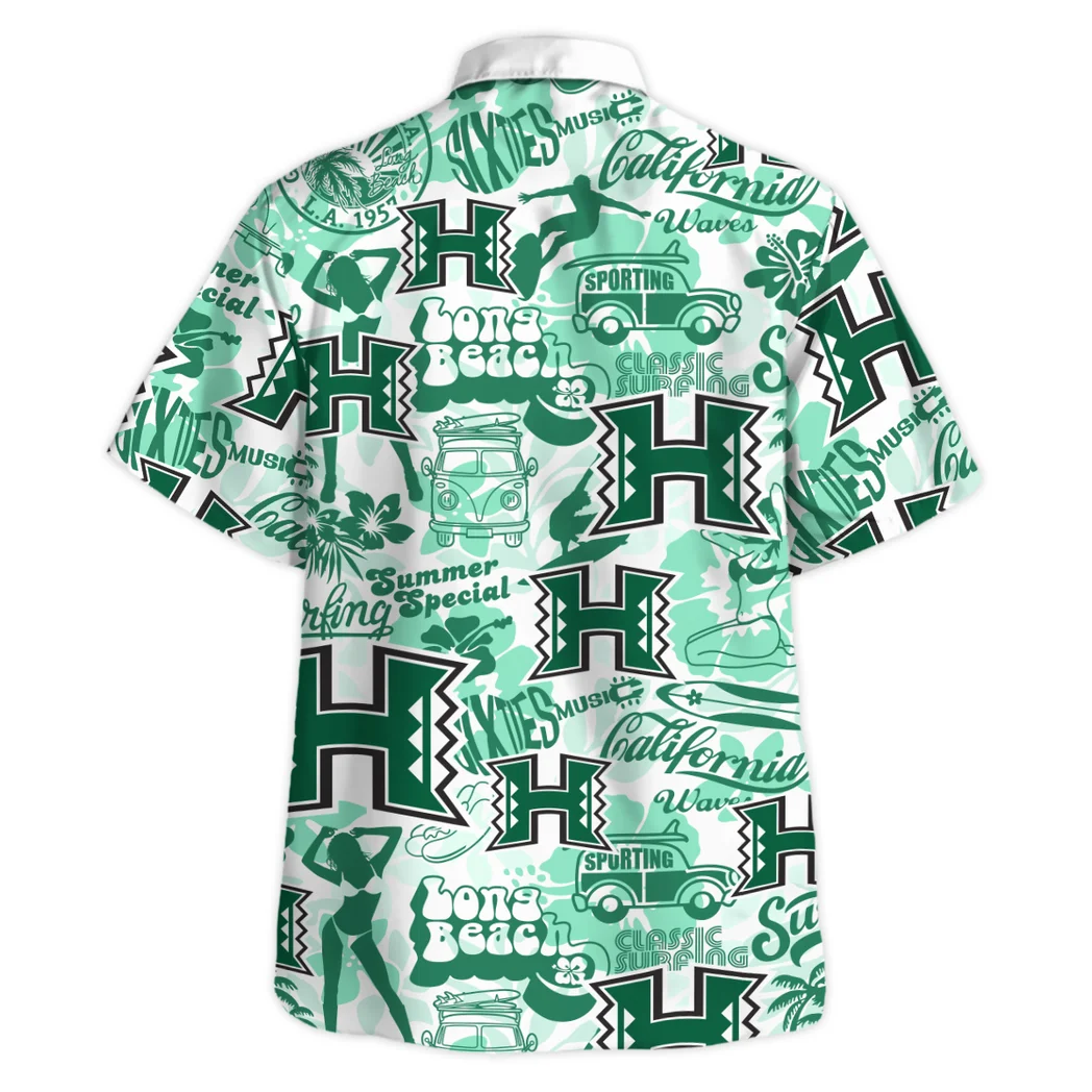 Hawaii Rainbow Warriors Hawaiian Shirt Logo Print, Loyal Fan Button Shirt HVN1467HR