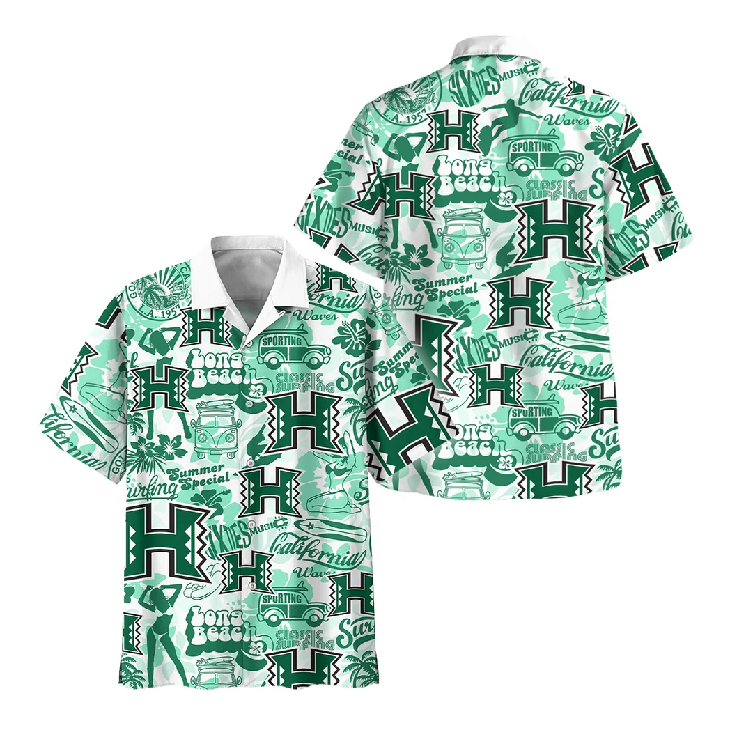 Hawaii Rainbow Warriors Hawaiian Shirt Logo Print, Loyal Fan Button Shirt HVN1467HR
