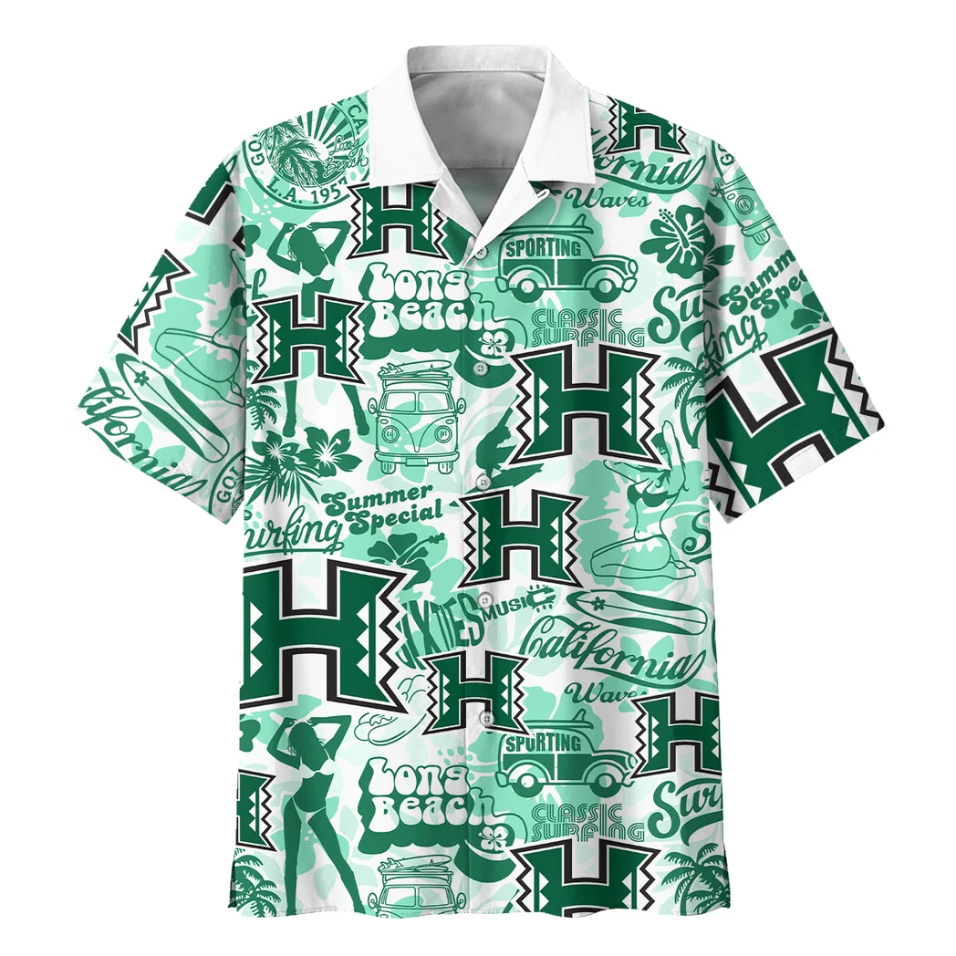 Hawaii Rainbow Warriors Hawaiian Shirt Logo Print, Loyal Fan Button Shirt HVN1467HR