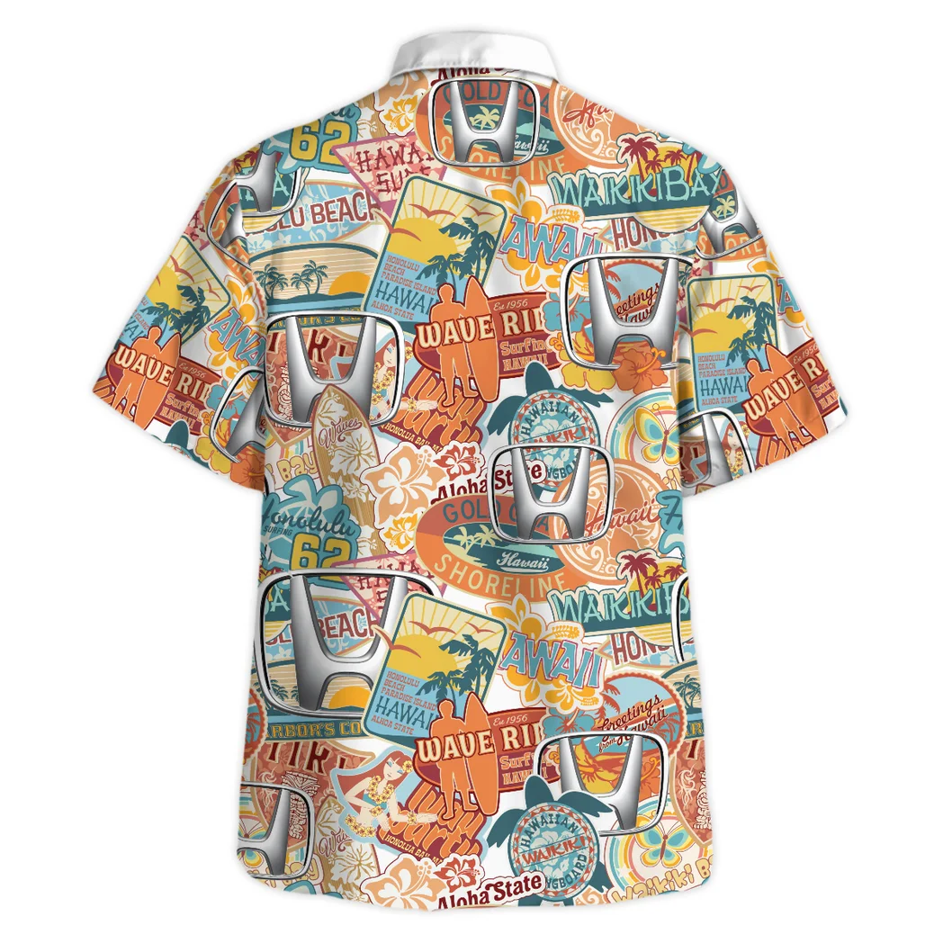 Honda Hawaiian Shirt Exclusive Logo, Hot Rod Button Shirt HVN1539HO