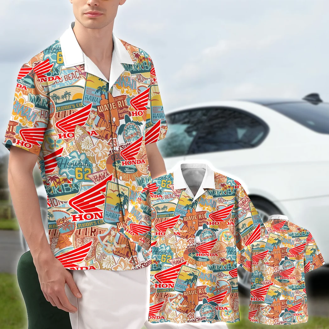 Honda Motors Hawaiian Shirt Exclusive Logo, Bold Driver Button Shirt HVN1539HMT