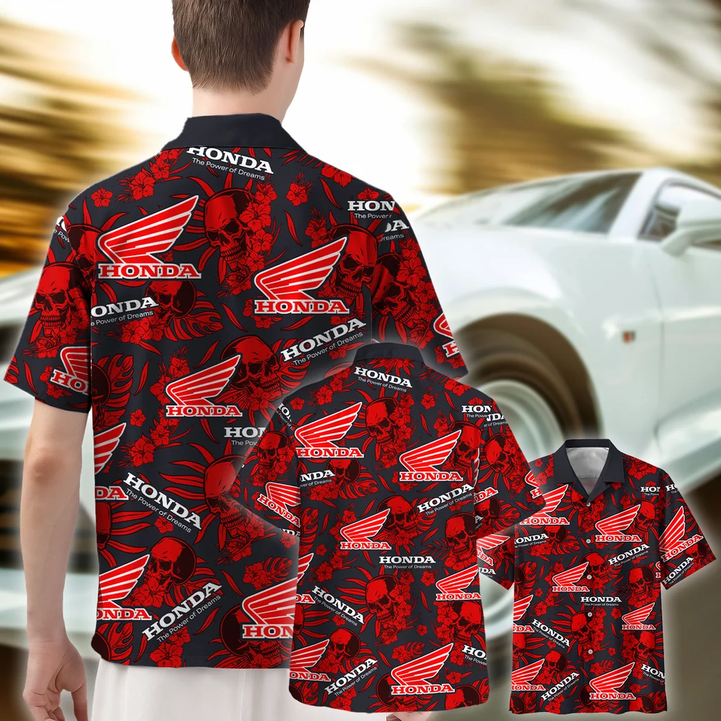 Honda Motors Hawaiian Shirt Skull Design, Motor Culture Button Shirt HVN1535HMT