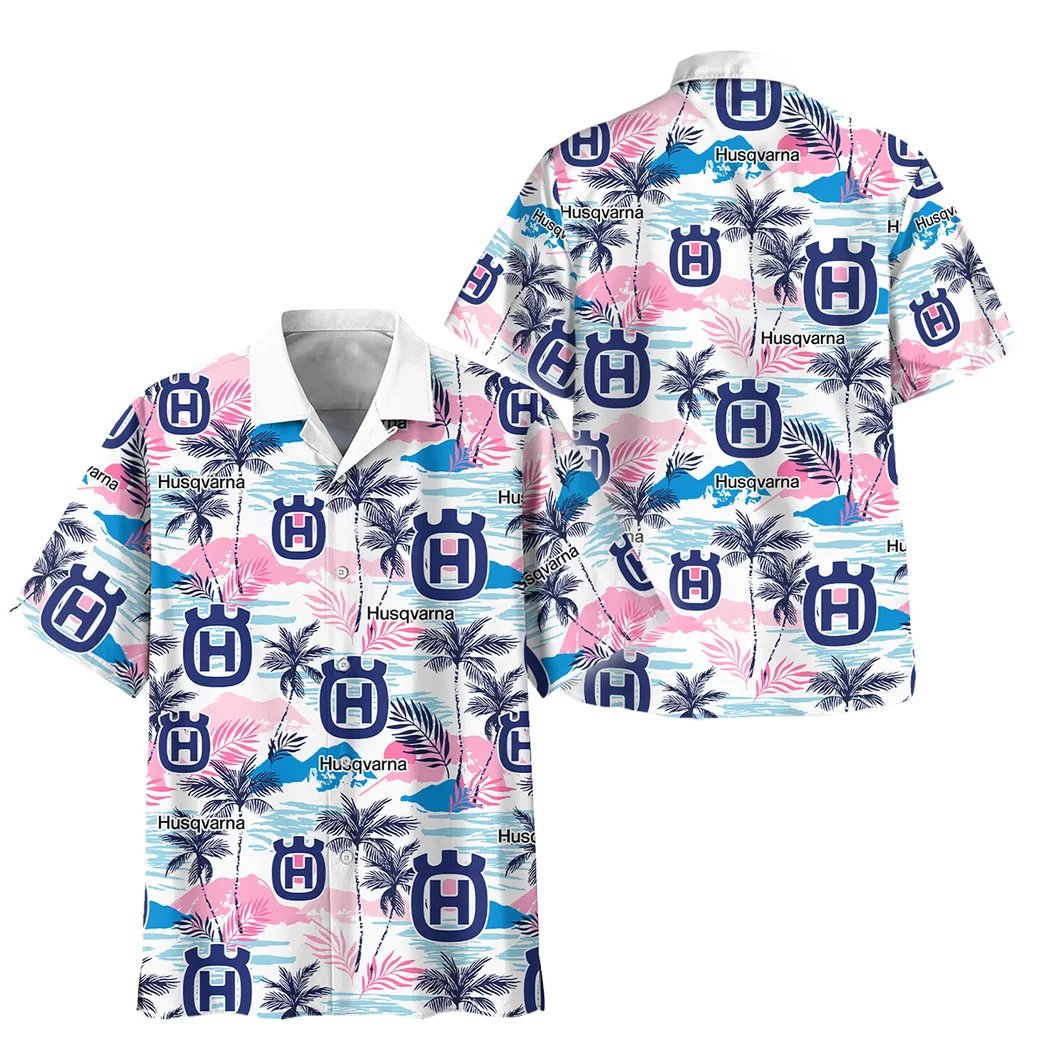 Husqvarna Hawaiian Shirt Logo Print, Street Racer Button Shirt HVN1538HU