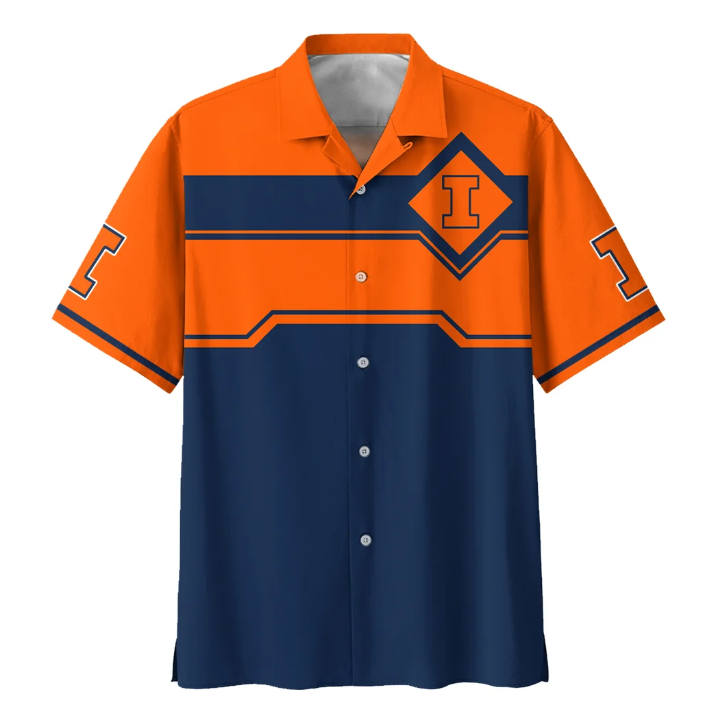 Illinois Fighting Illini Hawaiian Shirt Logo Print, Classic Fan Button Shirt HVN1469IF