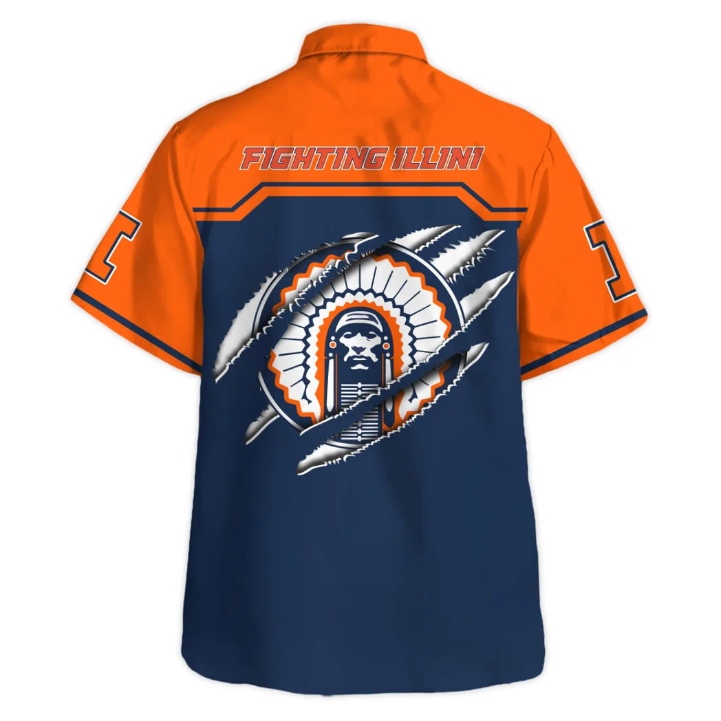 Illinois Fighting Illini Hawaiian Shirt Logo Print, Classic Fan Button Shirt HVN1469IF