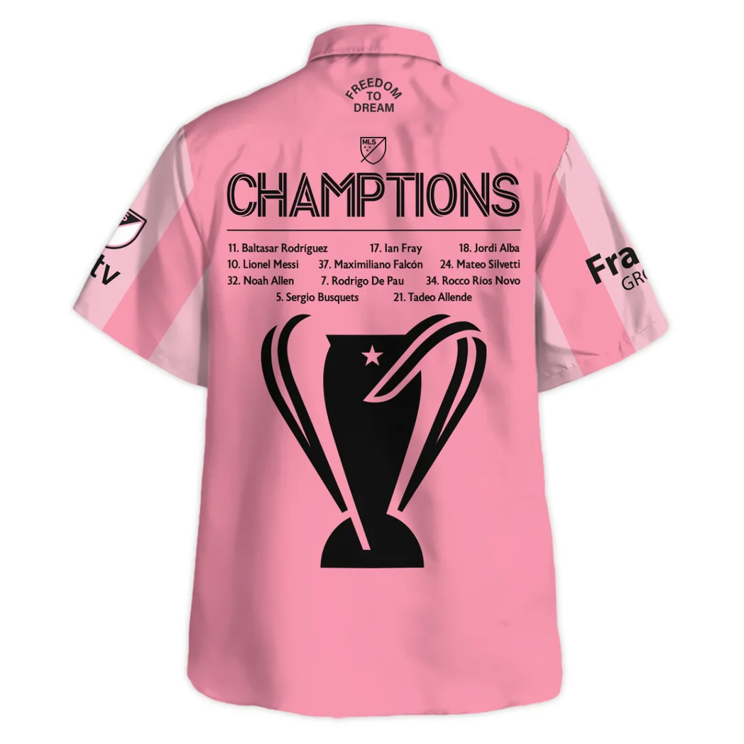 Inter Miami Hawaiian Shirt Champions MLS 2025, Bold Spirit Button Shirt HVN1418CH