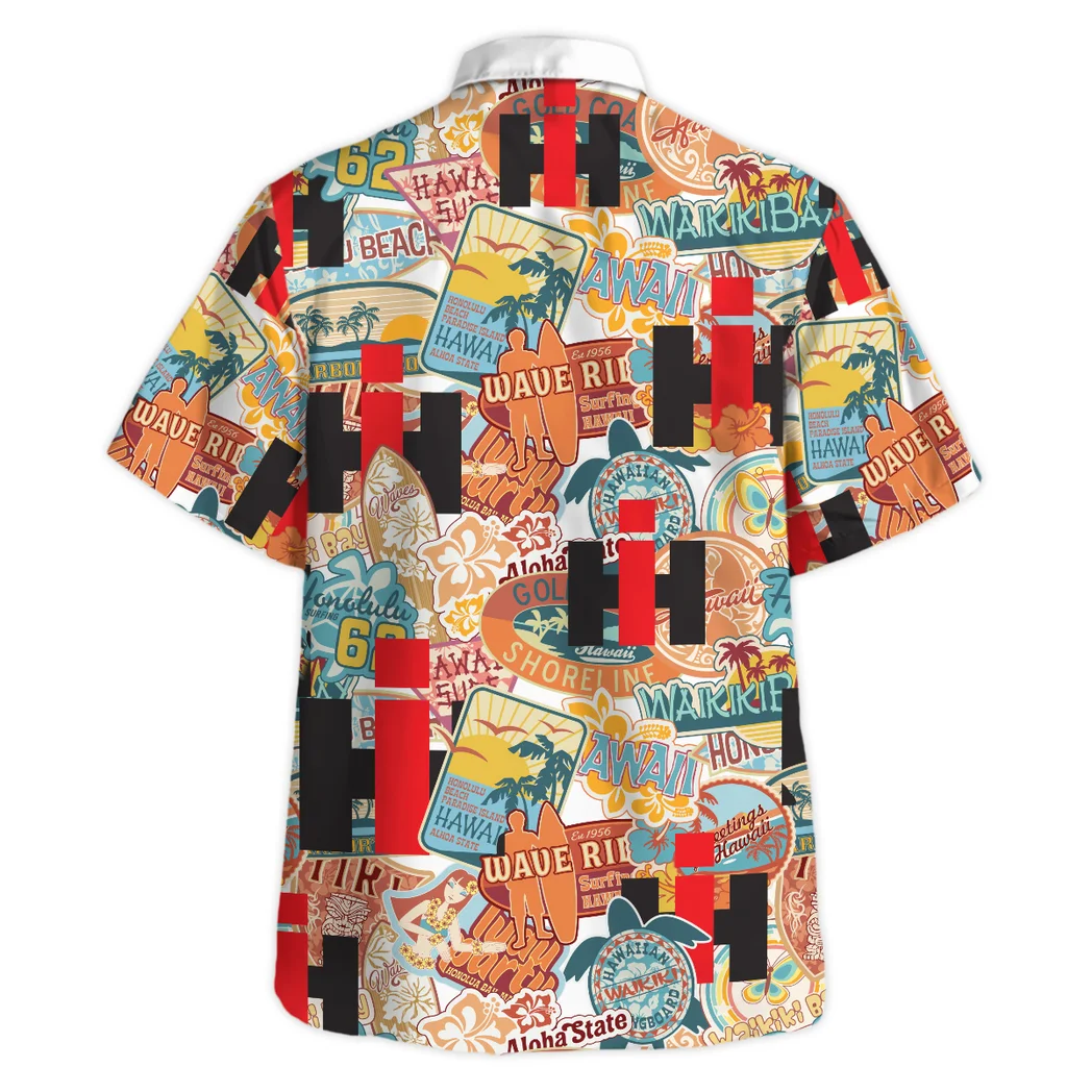 International Harvester Hawaiian Shirt Exclusive Logo, Chrome Wave Button Shirt HVN1539IH