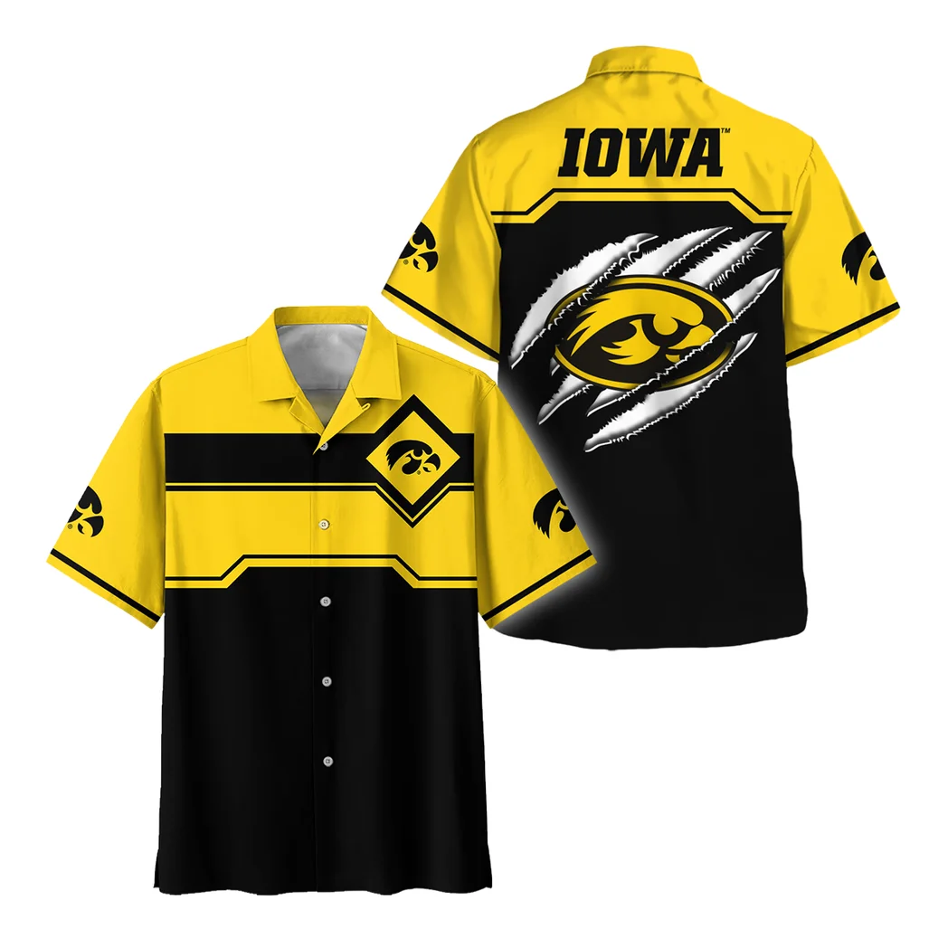 Iowa Hawkeyes Hawaiian Shirt Logo Print, Stadium Energy Button Shirt HVN1469IO