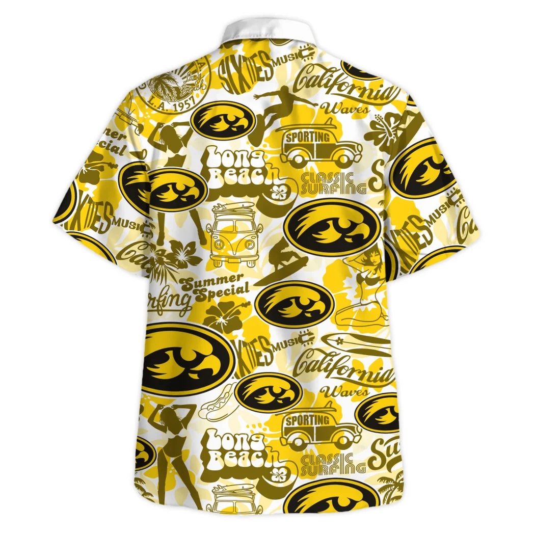 Iowa Hawkeyes Hawaiian Shirt Logo Print, Summer Spirit Button Shirt HVN1467IO