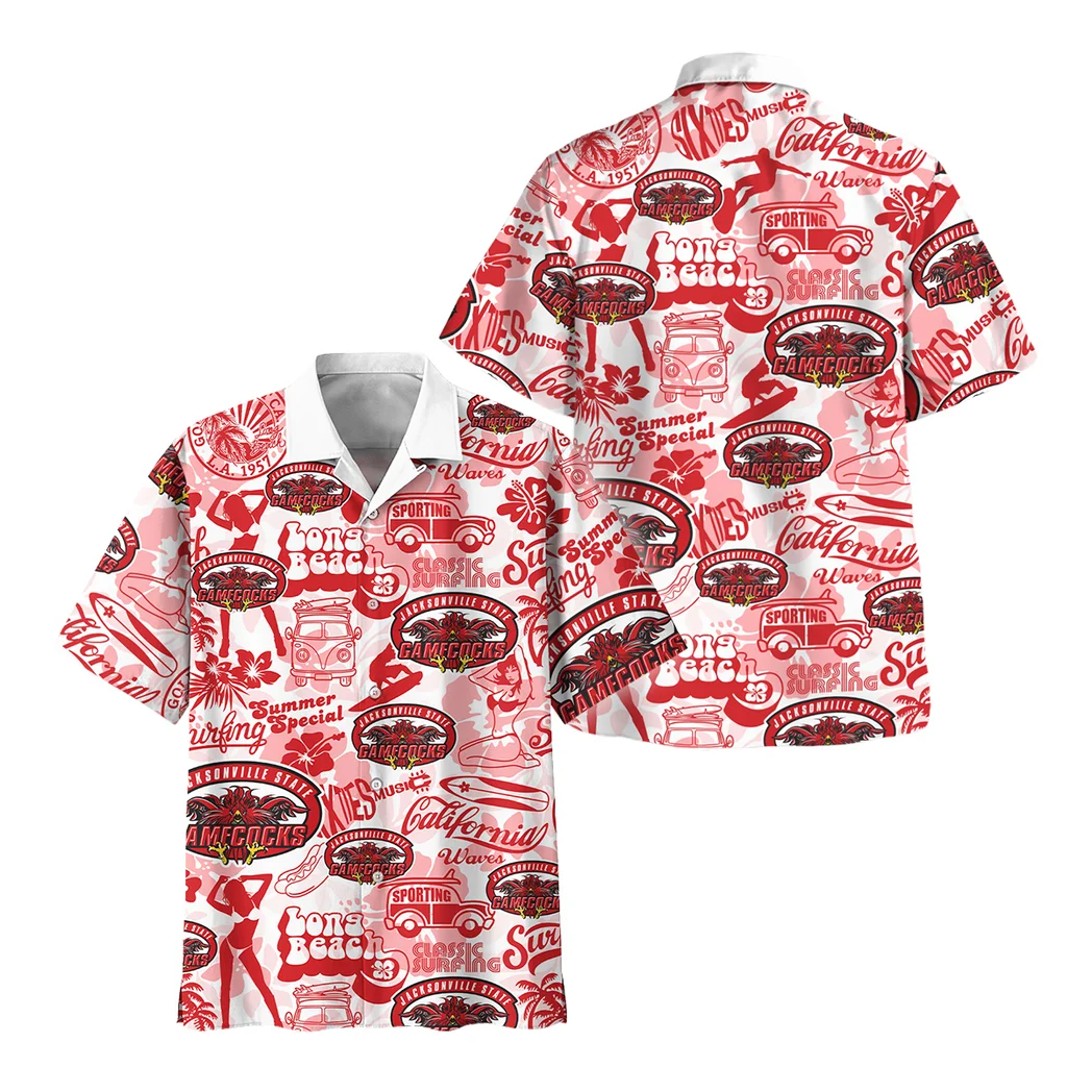 Jacksonville State Gamecocks Hawaiian Shirt Logo Print, Sport Passion Button Shirt HVN1467JS