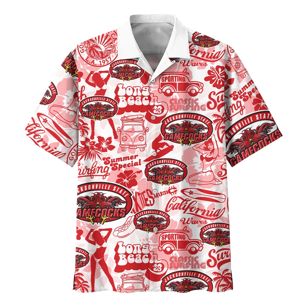 Jacksonville State Gamecocks Hawaiian Shirt Logo Print, Sport Passion Button Shirt HVN1467JS