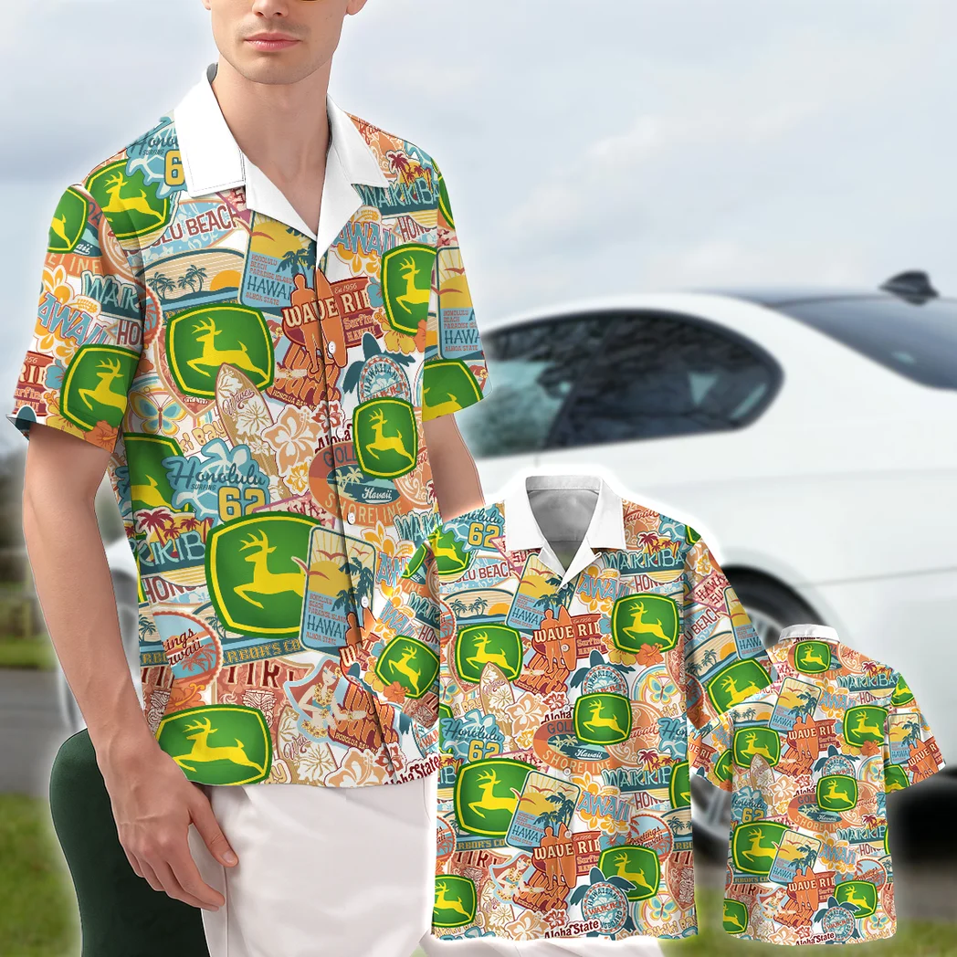 John Deere Hawaiian Shirt Exclusive Logo, Rider\'s Paradise Button Shirt HVN1539JD