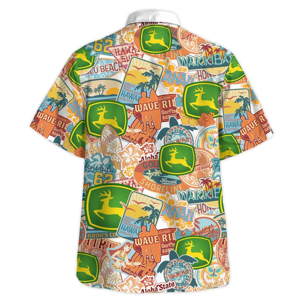 John Deere Hawaiian Shirt Exclusive Logo, Rider\'s Paradise Button Shirt HVN1539JD