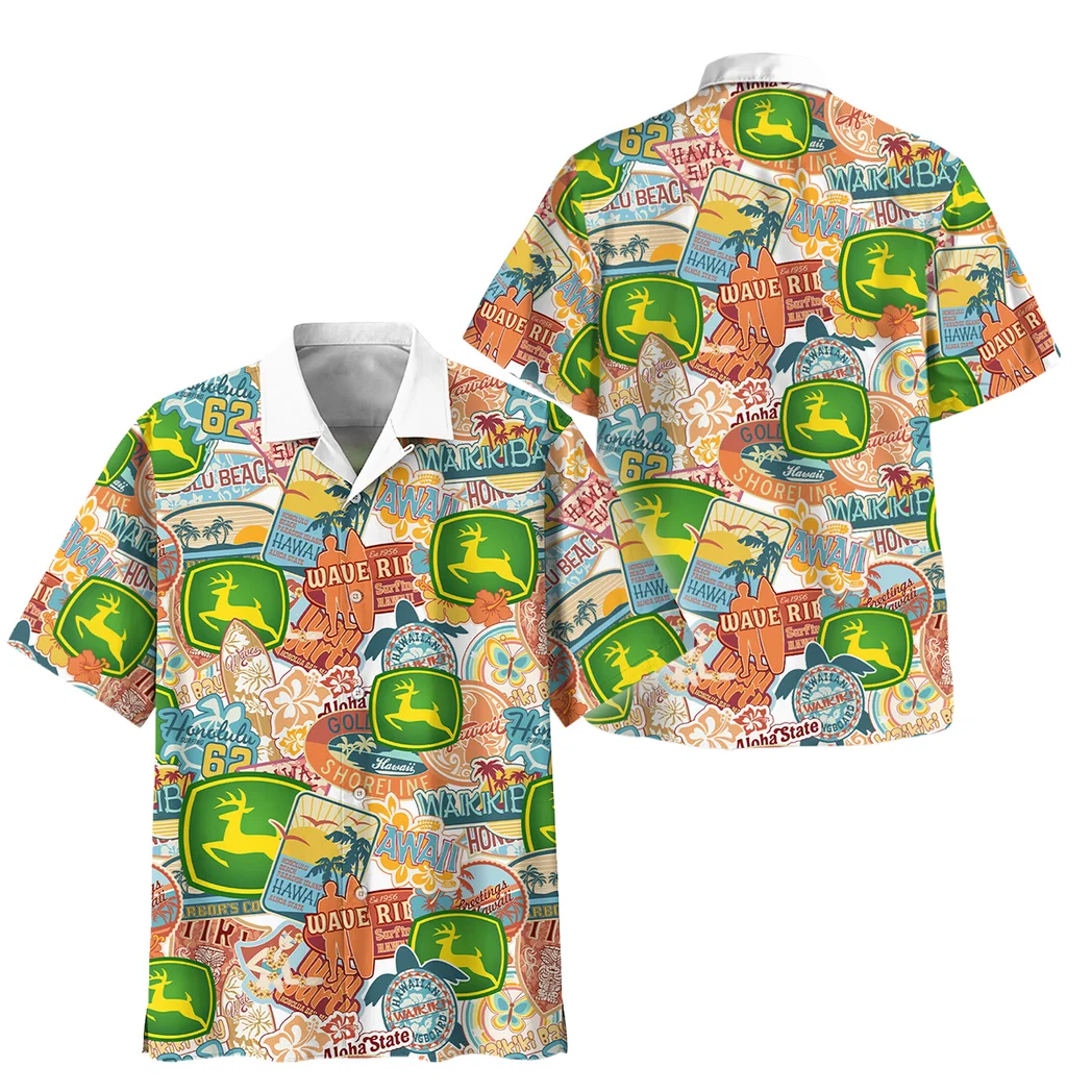 John Deere Hawaiian Shirt Exclusive Logo, Rider\'s Paradise Button Shirt HVN1539JD