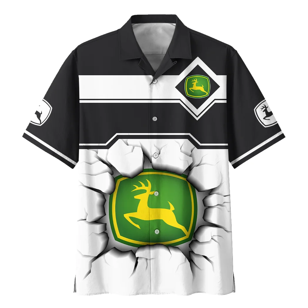 John Deere Hawaiian Shirt, Motorsport Vibe Button Shirt HVN1400JD