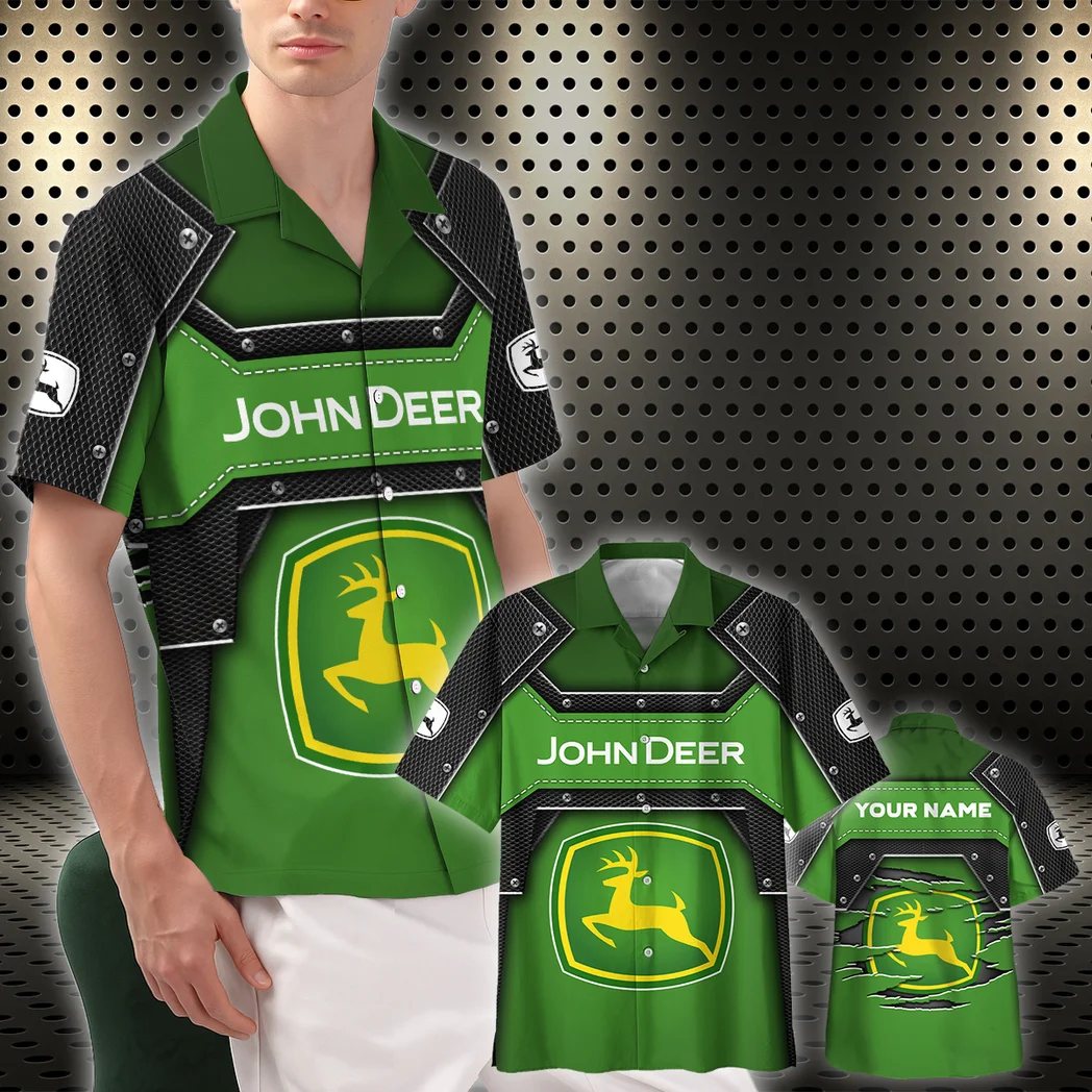 John Deere Hawaiian Shirt, Retro Driver Button Shirt HVN1401JD