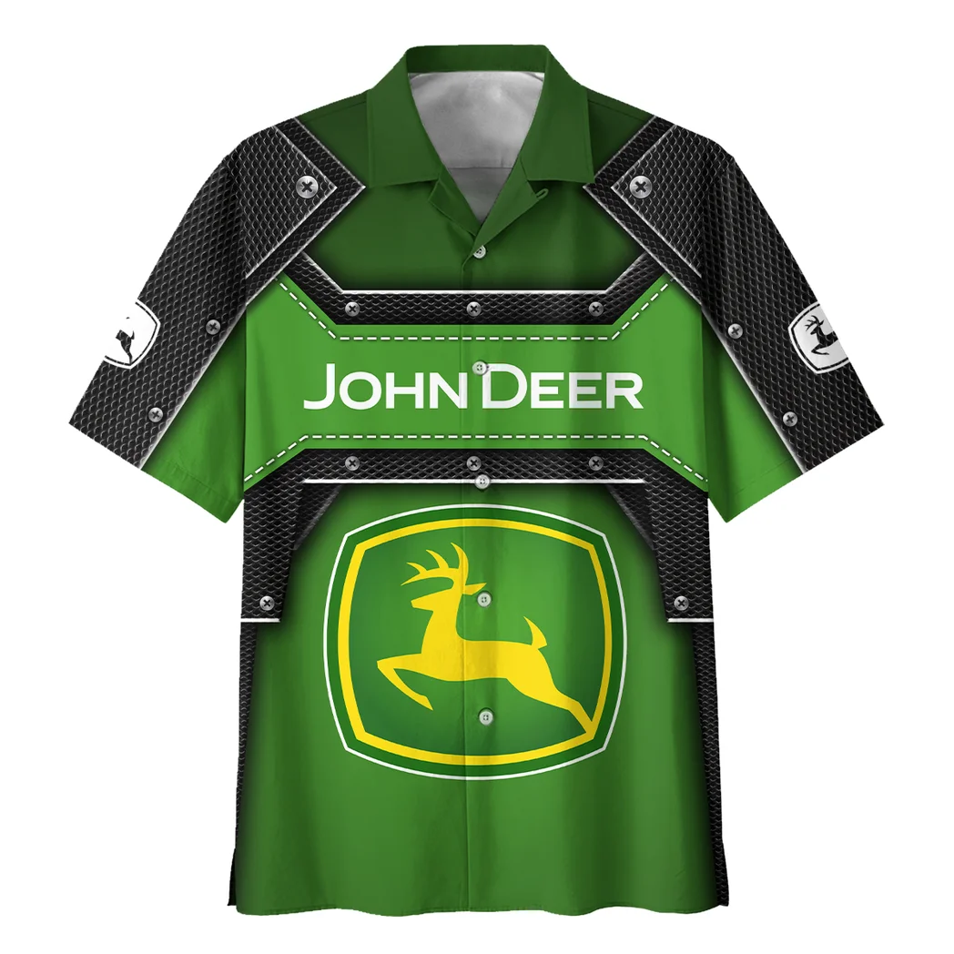 John Deere Hawaiian Shirt, Retro Driver Button Shirt HVN1401JD