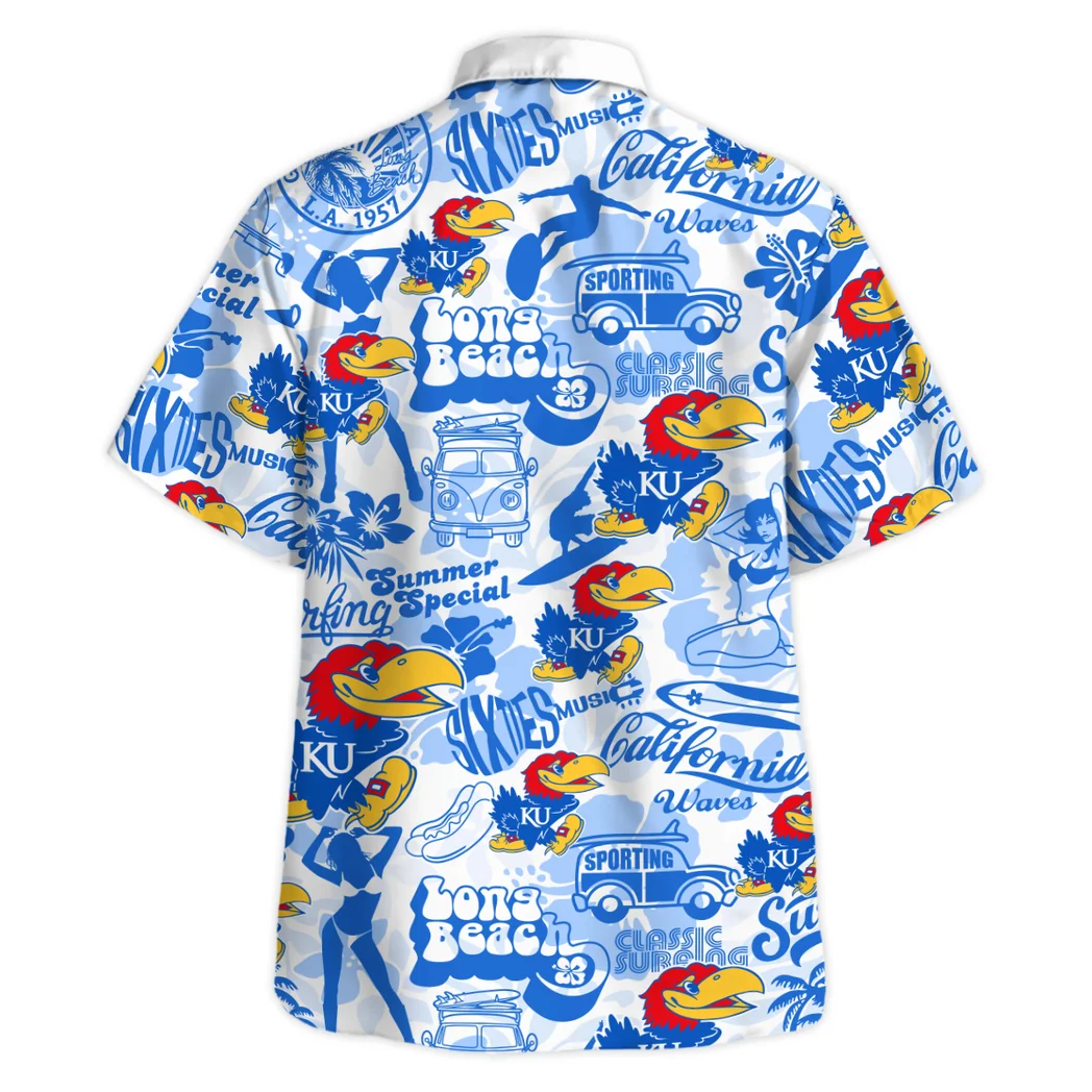 Kansas Jayhawks Hawaiian Shirt Logo Print, Fan Vibe Button Shirt HVN1467KJ