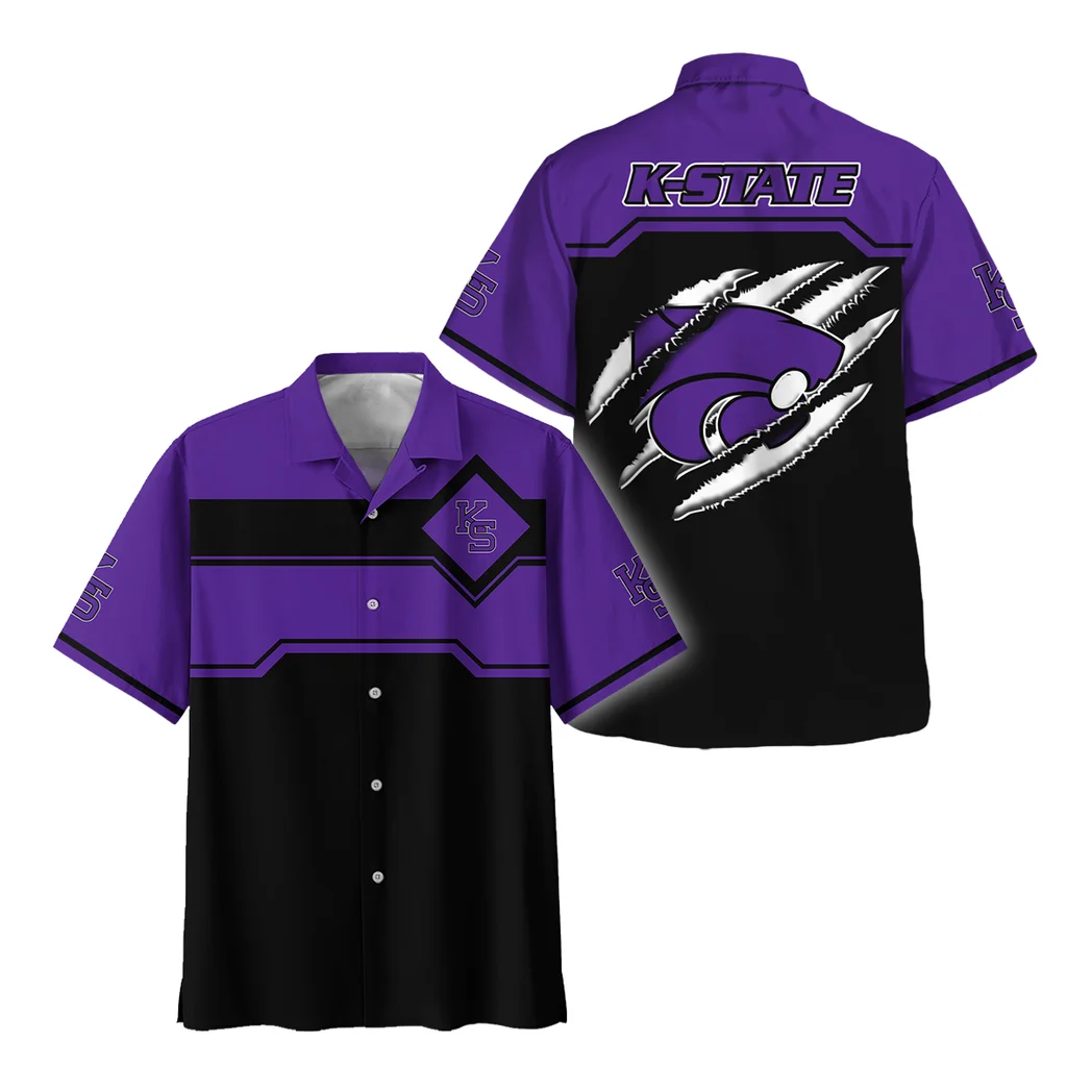Kansas State Wildcats Hawaiian Shirt Logo Print, Bold Spirit Button Shirt HVN1469KS