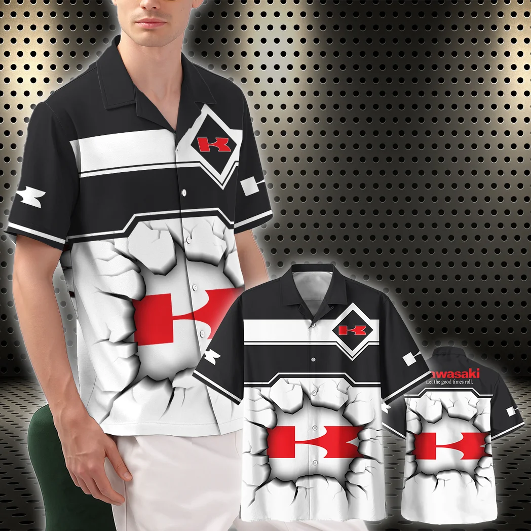 Kawasaki Hawaiian Shirt, Garage Life Button Shirt HVN1400KA