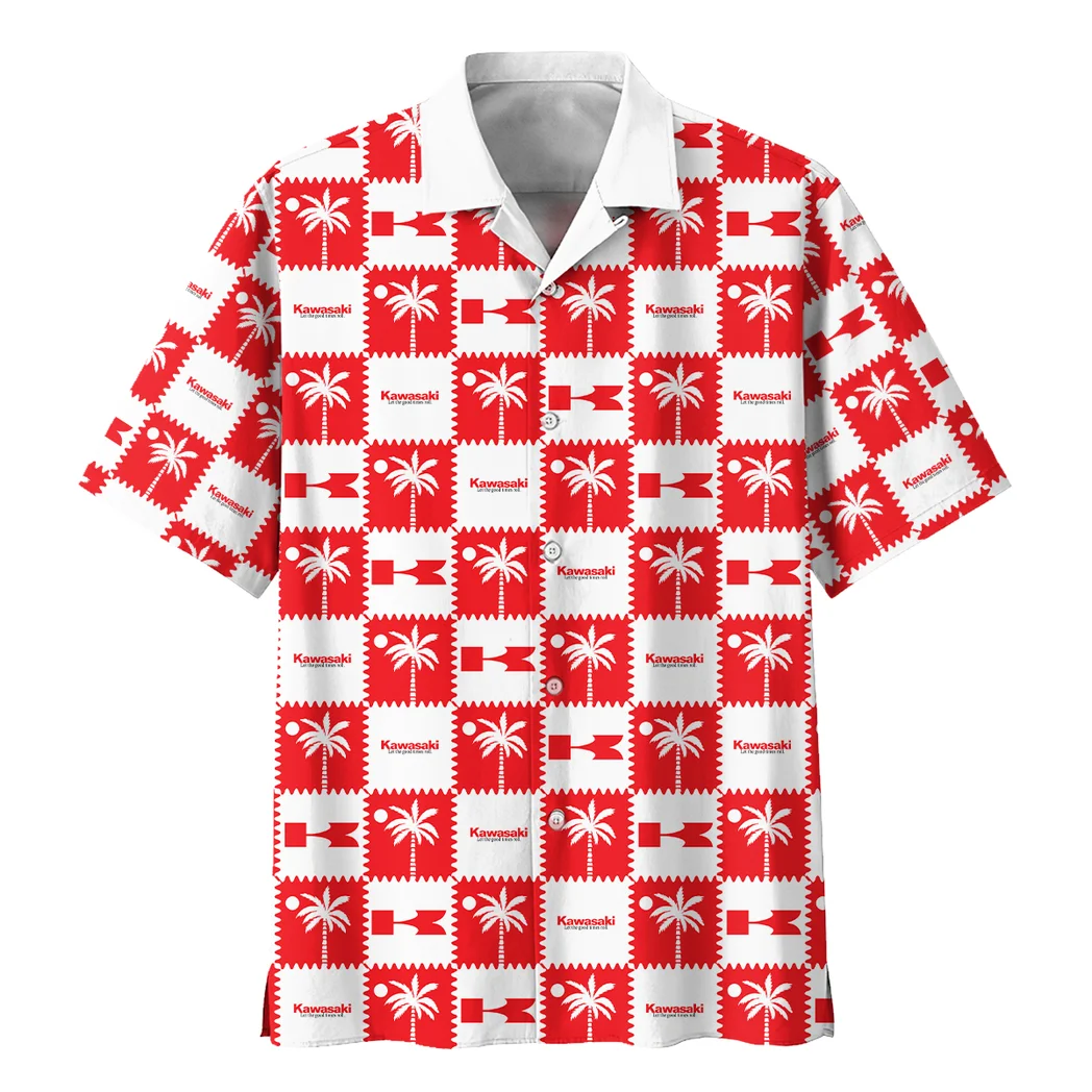Kawasaki Hawaiian Shirt Logo Exclusive, Garage Life Button Shirt HVN1540KA