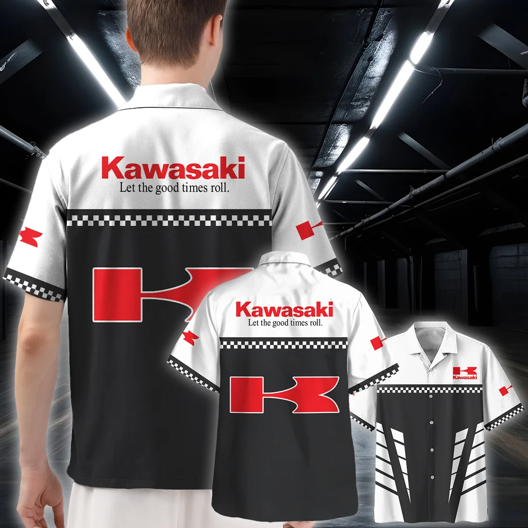 Kawasaki Hawaiian Shirt, Motor Culture Button Shirt HVN1385KA