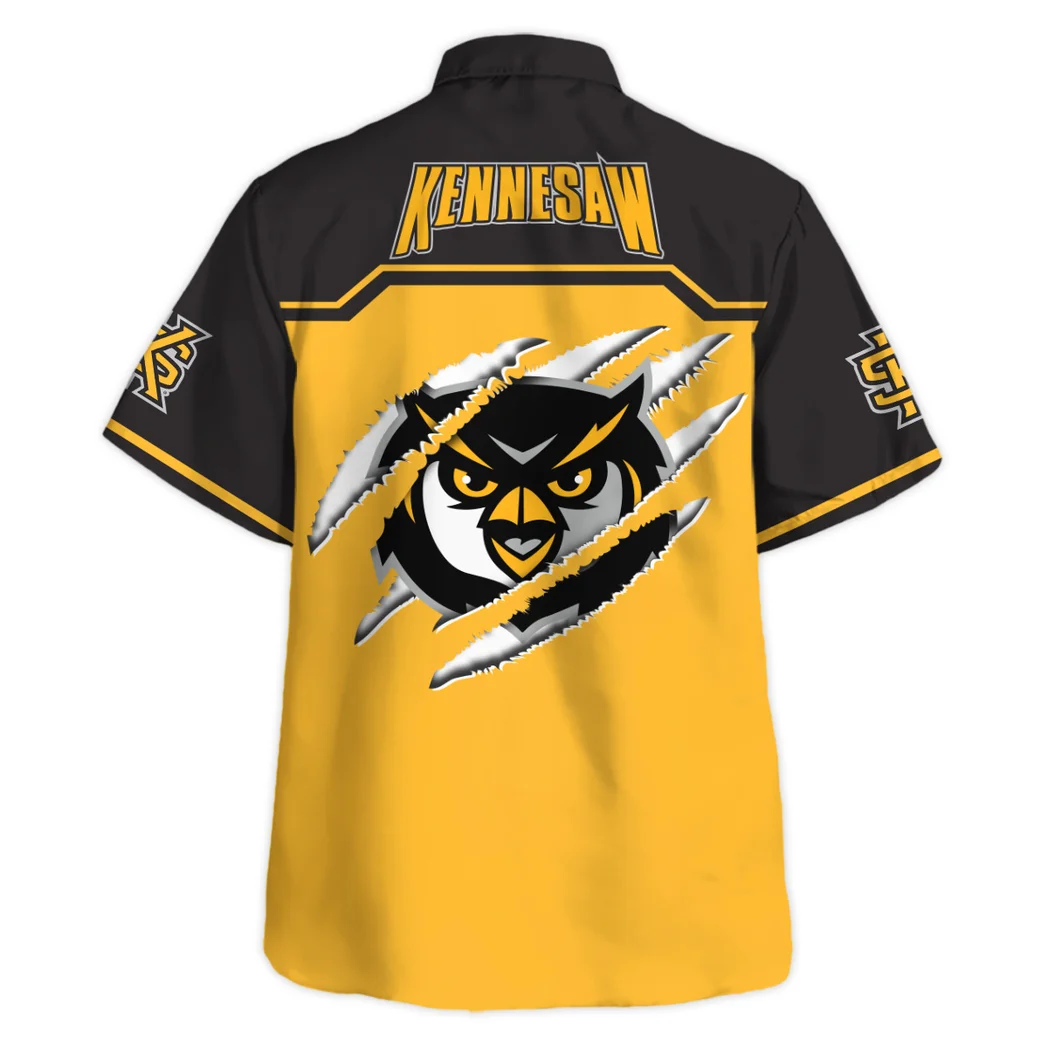 Kennesaw State Owls Hawaiian Shirt Logo Print, Classic Fan Button Shirt HVN1469KS