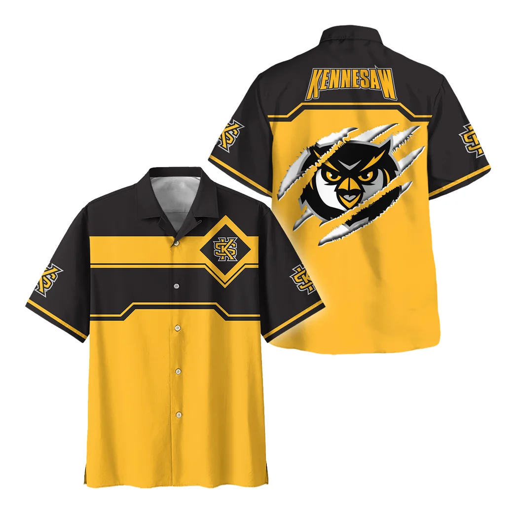 Kennesaw State Owls Hawaiian Shirt Logo Print, Classic Fan Button Shirt HVN1469KS