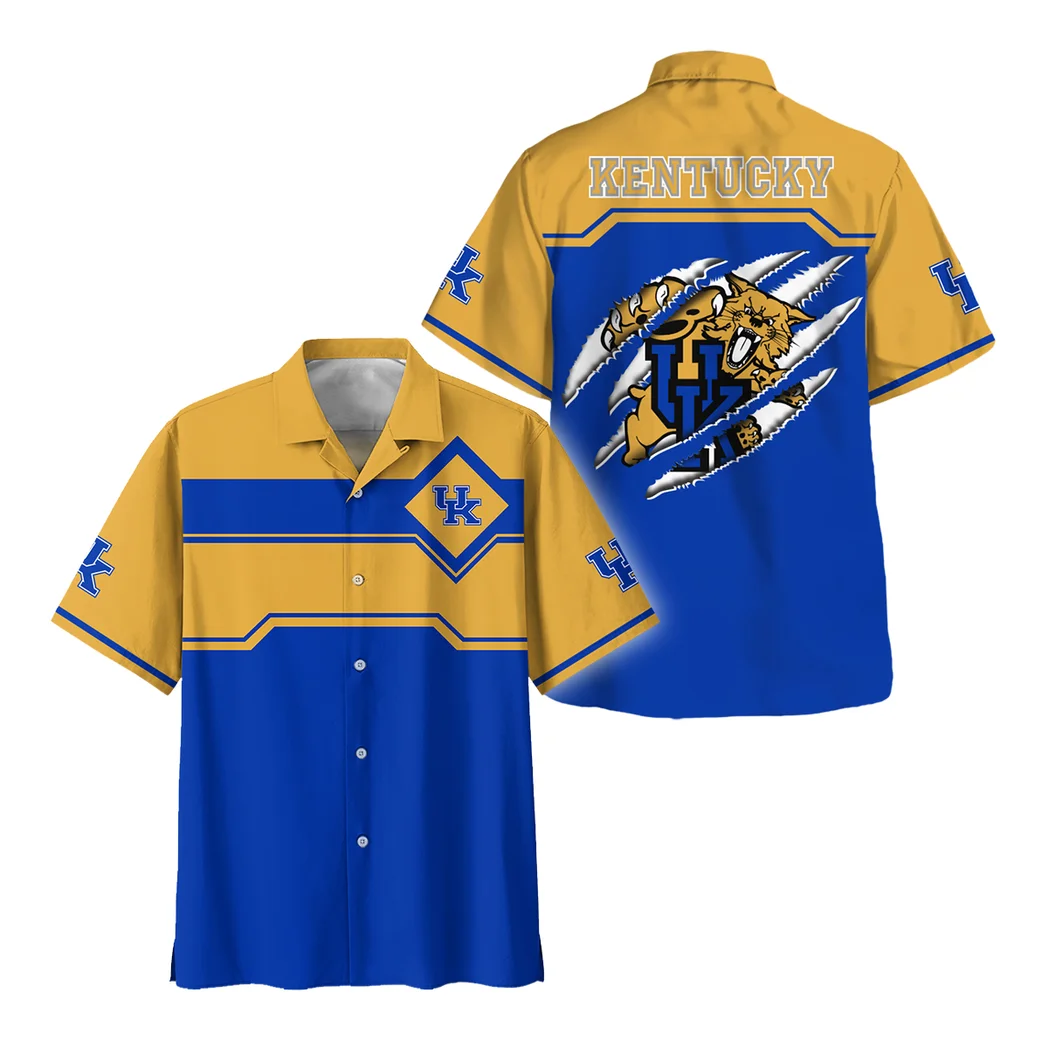 Kentucky Wildcats Hawaiian Shirt Logo Print, Celebration Style Button Shirt HVN1469KW
