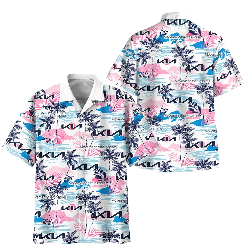 Kia Hawaiian Shirt Logo Print, Retro Driver Button Shirt HVN1538KI