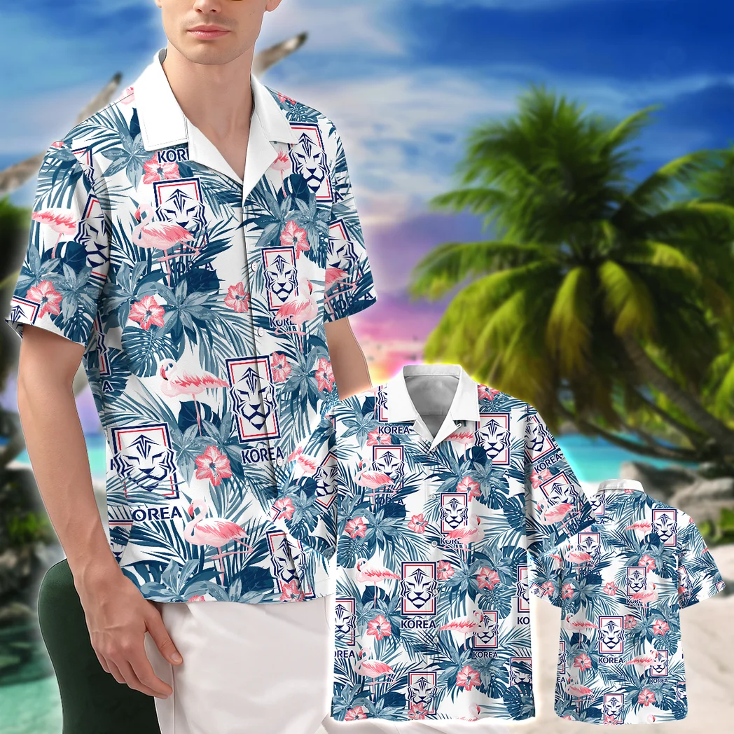 Korea Republic Hawaiian Shirt FIFA World Cup 26 Tropical Style, Summer Match Button Shirt HVN1587KO